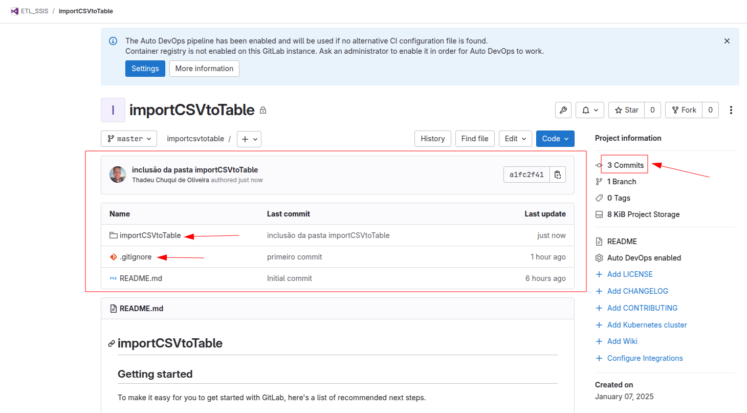 Arquivos estão no gitlab